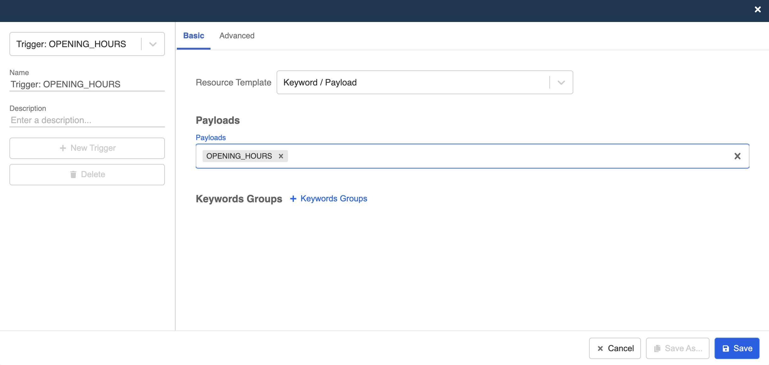 Create OPENING_HOURS trigger